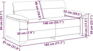 vidaXL Sofa 2-osobowa, jasnoszara, 140 cm, tapicerowana tkaniną 9