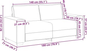 vidaXL Sofa dwuosobowa, jasnoszara, 140 cm, tkanina sztruksowa 9
