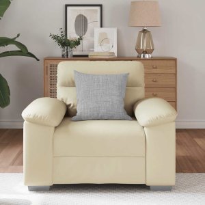 vidaXL Fotel, kremowy, 60 cm, obity sztuczną skórą 3