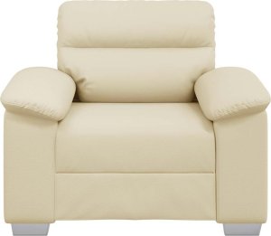 vidaXL Fotel, kremowy, 60 cm, obity sztuczną skórą 4