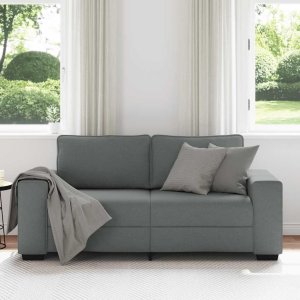 vidaXL Sofa 2-osobowa, ciemnoszara, 140 cm, tapicerowana tkaniną 3