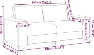 vidaXL Sofa 2-osobowa, ciemnoszara, 140 cm, tapicerowana tkaniną 9
