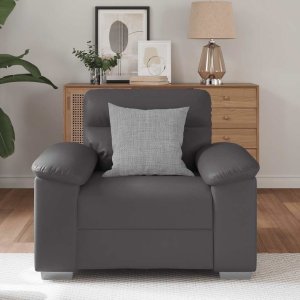 vidaXL Fotel, szary, 60 cm, obity sztuczną skórą 3