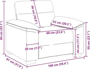 vidaXL Fotel, szary, 60 cm, obity sztuczną skórą 9