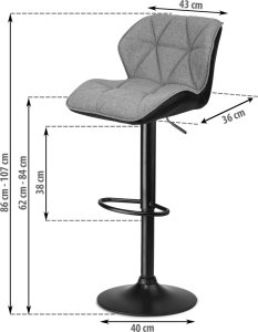 Sofotel Hoker barowy z oparciem Castel czarno-szary 2 szt. 7