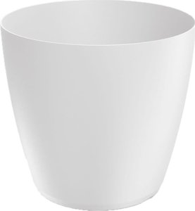 Doniczka biała matowa plastikowa 19,8x18,2cm osłonka gładka Mate 1