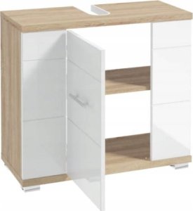 Szafka pod umywalkę z wycięciem na syfon 70x62,5x31,5cm Dąb sonoma Biały Rita 1