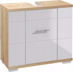 Szafka pod umywalkę z wycięciem na syfon 70x62,5x31,5cm Dąb sonoma Biały Rita 2
