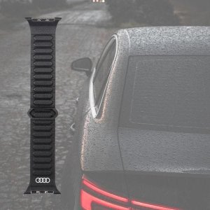 Pasek Audi Logo Genuine Leather Magnetic Ring do Apple Watch 44/45/46/49mm czarny 7