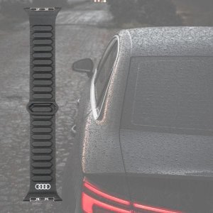 Pasek Audi Logo Synthetic Leather        Magnetic Ring do Apple Watch 44/45/46/49mm czarny 7