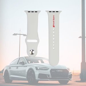Pasek Audi Sport Red Logo Silicone Watch Strap do Apple Watch 44/45/46/49mm biały 6