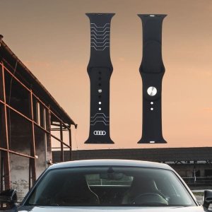 Pasek Audi Geometric Pattern Silicone    Watch Strap do Apple Watch 44/45/46/49mm czarny 7