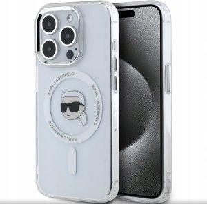 Case Karl Lagerfeld IML Metal Karl Head MagSafe for iPhone 15 Pro white 1