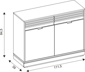Komoda mała dwudrzwiowa z szufladami Lamele Dąb Cremona Czarny FERRO FE02 8