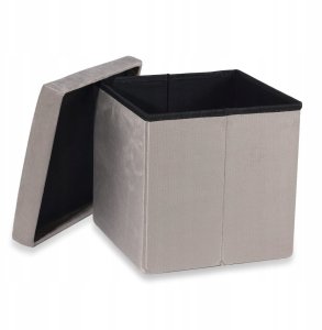 Pufa składana M - 30x30x30cm aksamit beż 2