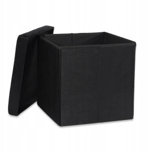 Pufa składana L z guzikami - 38x38x38cm aksamit czarna 2