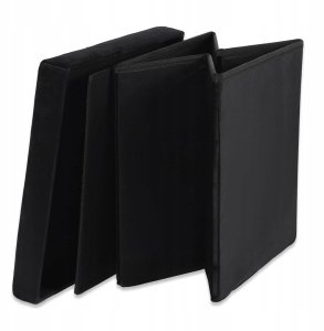 Pufa składana L z guzikami - 38x38x38cm aksamit czarna 4