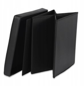 Pufa składana L z guzikami - 38x38x38cm ekoskóra czarna 4