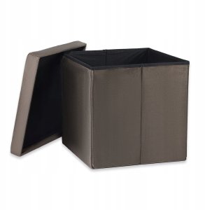 Pufa składana L z guzikami - 38x38x38cm aksamit brąz 2