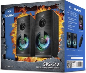 SVEN SPS-512 głośniki USB 6W LED, regulacja 4