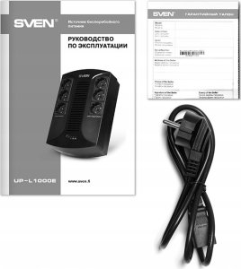 Zasilacz awaryjny UPS Sven UP-L1000E, ~230V, 510W,6 gniazdek euro, czarny 7