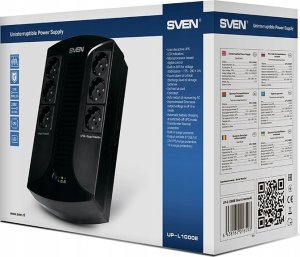 Zasilacz awaryjny UPS Sven UP-L1000E, ~230V, 510W,6 gniazdek euro, czarny 9