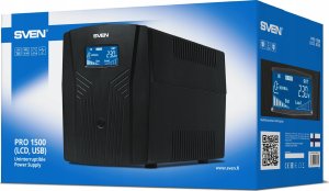 Zasilacz awaryjny SVEN Pro 1500, 900W, LCD, USB, RG-45, 3 gniazda euro 5