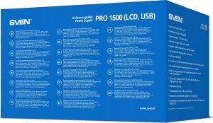 Zasilacz awaryjny SVEN Pro 1500, 900W, LCD, USB, RG-45, 3 gniazda euro 6