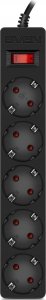 Listwa przeciwprzepięciowa SVEN SF-05E 3,0 m, (5 gniazd) czarna 2