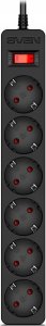 Listwa przeciwprzepięciowa SVEN SF-06E 1,8 m, (6 gniazd) czarna 3