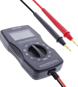 InLine® Multifunktions-Batterietester, Messgerät mit LCD-Anzeige 1