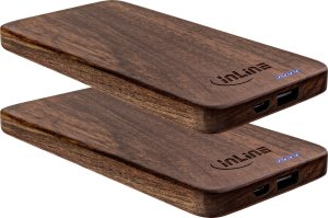 Powerbank InLine 2er ® woodplate USB Powerbank 5.000mAh z wyświetlaczem LED drewno naturalne 2