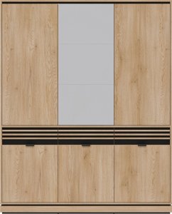 Szafa pokojowa z szufladami i lustrem Lamele Dąb Cremona Czarny FERRO FE09 2