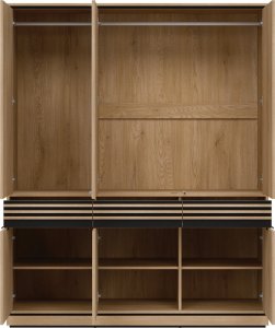 Szafa pokojowa z szufladami i lustrem Lamele Dąb Cremona Czarny FERRO FE09 3