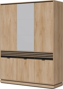 Szafa pokojowa z szufladami i lustrem Lamele Dąb Cremona Czarny FERRO FE09 4