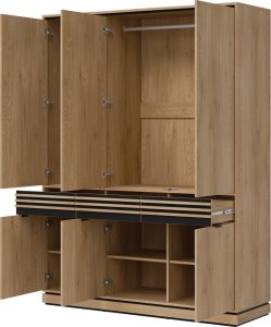 Szafa pokojowa z szufladami i lustrem Lamele Dąb Cremona Czarny FERRO FE09 5