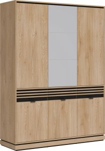 Szafa pokojowa z szufladami i lustrem Lamele Dąb Cremona Czarny FERRO FE09 6