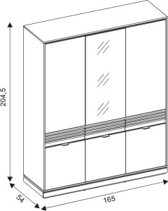 Szafa pokojowa z szufladami i lustrem Lamele Dąb Cremona Czarny FERRO FE09 8