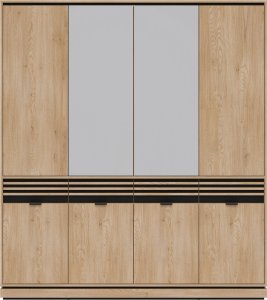 Szafa pokojowa z szufladami i lustrem Lamele Dąb Cremona Czarny FERRO FE11 2