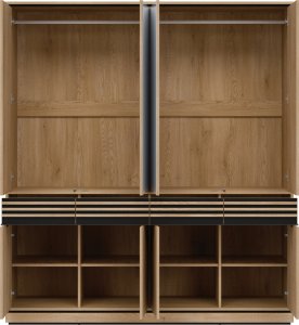 Szafa pokojowa z szufladami i lustrem Lamele Dąb Cremona Czarny FERRO FE11 3