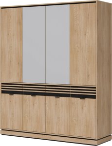 Szafa pokojowa z szufladami i lustrem Lamele Dąb Cremona Czarny FERRO FE11 4