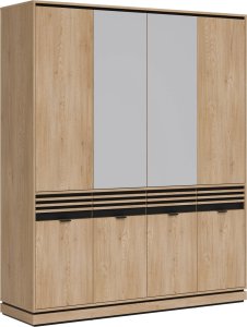 Szafa pokojowa z szufladami i lustrem Lamele Dąb Cremona Czarny FERRO FE11 6