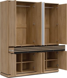 Szafa pokojowa z szufladami i lustrem Lamele Dąb Cremona Czarny FERRO FE11 7