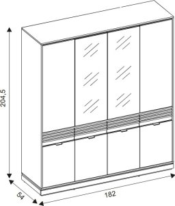 Szafa pokojowa z szufladami i lustrem Lamele Dąb Cremona Czarny FERRO FE11 8
