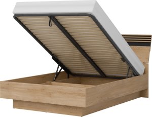 Łóżko 120x200 z pojemnikiem i stelażem Lamele Dąb Cremona Czarny FERRO FE18 5
