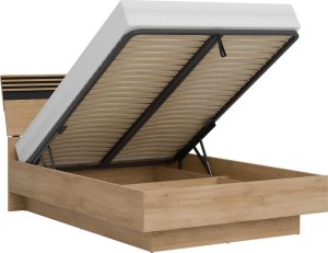 Łóżko 120x200 z pojemnikiem i stelażem Lamele Dąb Cremona Czarny FERRO FE18 7