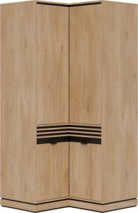 Szafa ubraniowa narożna z lamelami do pokoju Dąb Cremona Czarny FERRO FE13 2