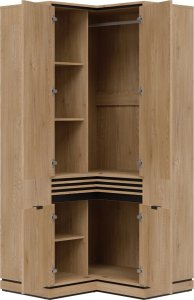 Szafa ubraniowa narożna z lamelami do pokoju Dąb Cremona Czarny FERRO FE13 3