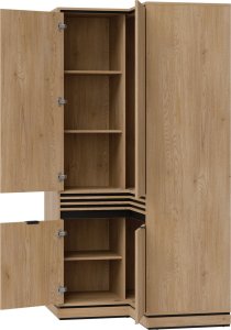 Szafa ubraniowa narożna z lamelami do pokoju Dąb Cremona Czarny FERRO FE13 5