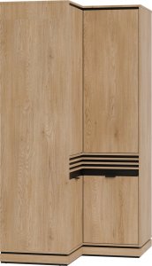 Szafa ubraniowa narożna z lamelami do pokoju Dąb Cremona Czarny FERRO FE13 6